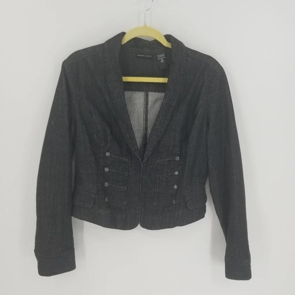 New York & Company Military Steampunk Blazer Jacket Size 10 Black Marching Band - Picture 1 of 4